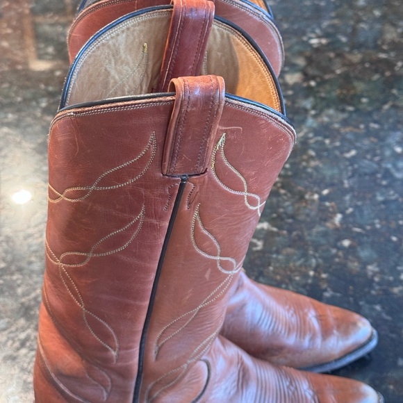 Tony Lama Brown Leather Cowboy Boots men’s size 8D vintage - Picture 9 of 9
